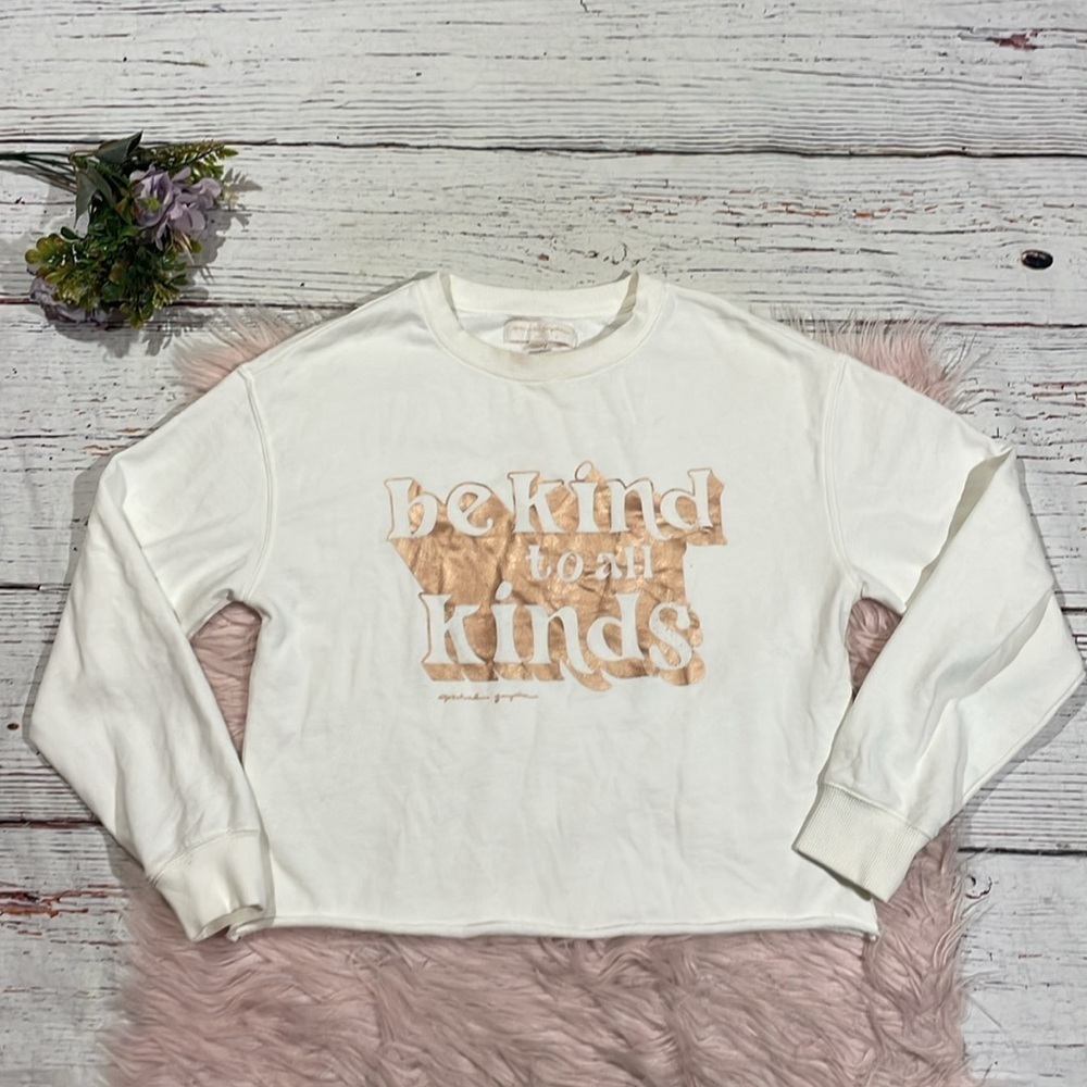 Spiritual Gangster Be Kind Cropped Crewneck Graphic Sweatshirt - Picture 2 of 9